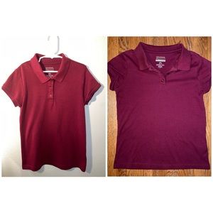 2 FOR 1- Girls School Shirts- George- Burgundy Short Sleeve- Button up!
